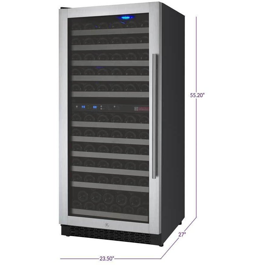 Allavino 121 Bottle  FlexCount II Tru-Vino Dual Zone Stainless Steel Left Hinge Wine Cooler VSWR121-2SL20