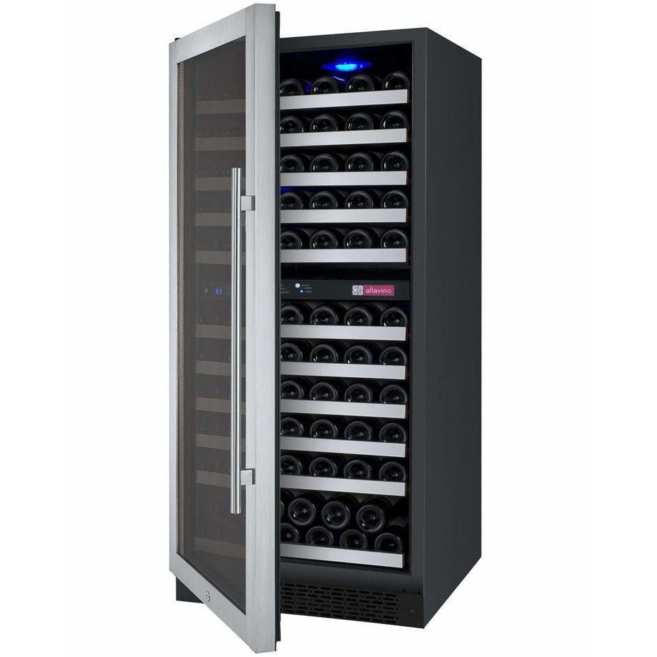 Allavino 121 Bottle  FlexCount II Tru-Vino Dual Zone Stainless Steel Left Hinge Wine Cooler VSWR121-2SL20