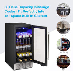 Antarctic Star 15 Inch Beverage Refrigerator Digital Memory Temperature