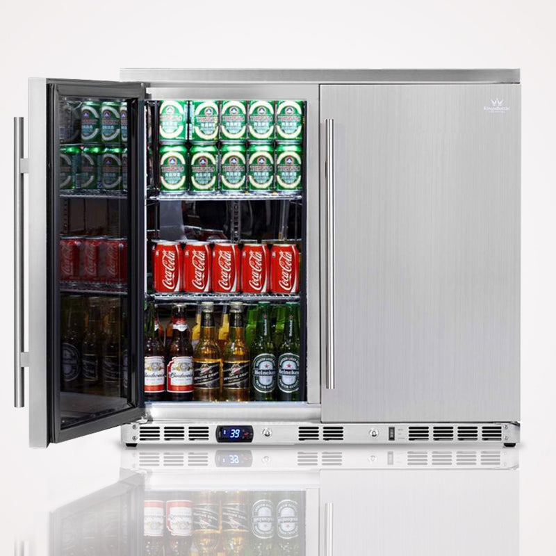 WineCools- KBU56ASD 36 Inch Outdoor Beverage Refrigerator 2 Door For Home