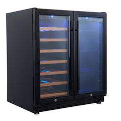 WineCools- KBUSF66BW 30" Under Counter Low-E Glass Door Wine and Beer Cooler Combo