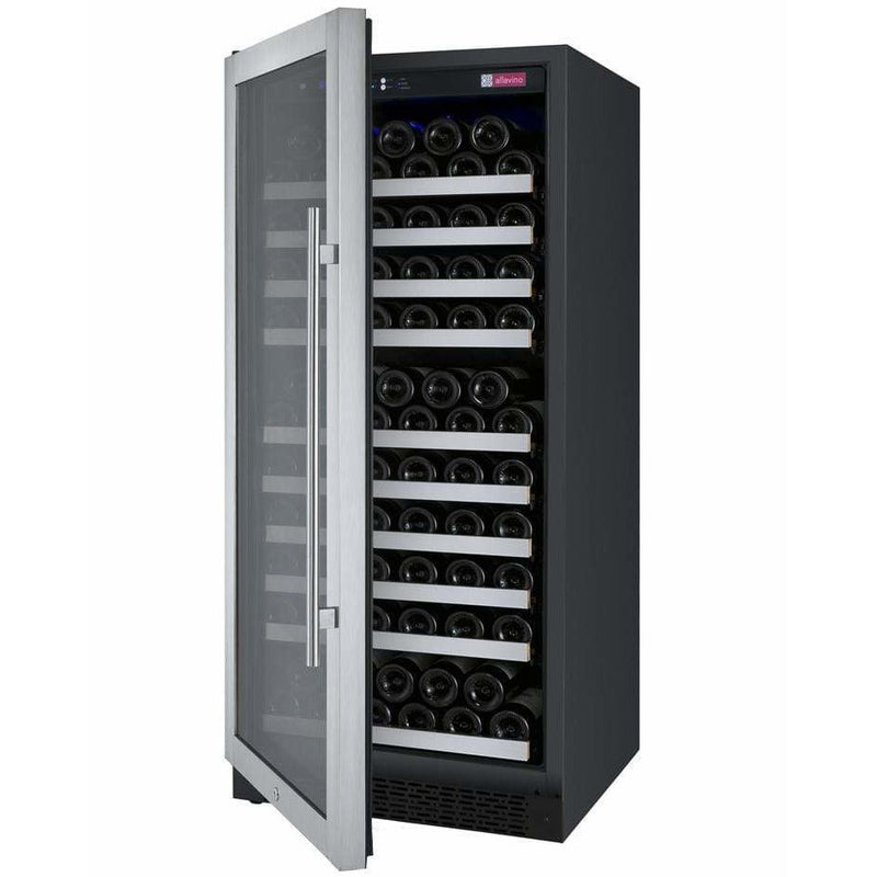 Allavino  FlexCount II Tru-Vino 128 Bottle Single Zone Stainless Steel Left Hinge Wine Fridge VSWR128-1SL20