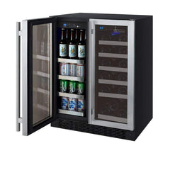 Allavino FlexCount II Tru-Vino 18 Bottle/66 Can Dual Zone Stainless Steel Beverage/Wine Fridge VSWB-2SF20