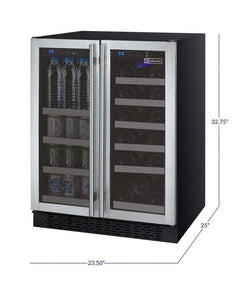 Allavino FlexCount II Tru-Vino 18 Bottle/66 Can Dual Zone Stainless Steel Beverage/Wine Fridge VSWB-2SF20