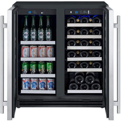 Allavino FlexCount II Tru-Vino 30 Bottle/88 Can Dual Zone Stainless Steel Beverage/Wine Fridge VSWB30-2SF20