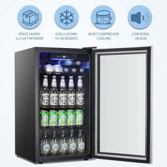 Antarctic Star Beverage Refrigerator Cooler -120 Can Mini Fridge Glass Door  Clear Front Door