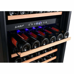 Smith & Hanks 166 Bottle Dual Zone Smoked Black Glass Wine Fridge RW428DRG