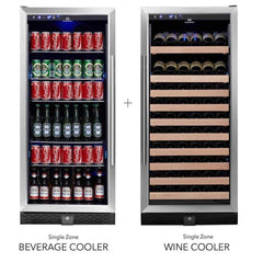 WineCools- KBU100BW2 56" Upright Wine And Beverage Refrigerator Combo With Glass Door