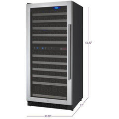 Allavino 121 Bottle  FlexCount II Tru-Vino Dual Zone Stainless Steel Left Hinge Wine Cooler VSWR121-2SL20